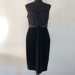 Womens Le Chateau Black Lace Velour dress size M