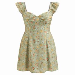 U-NECKLINE FLORAL MINI DRESS (size 2x)
