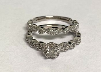 White gold diamond wedding set #29570