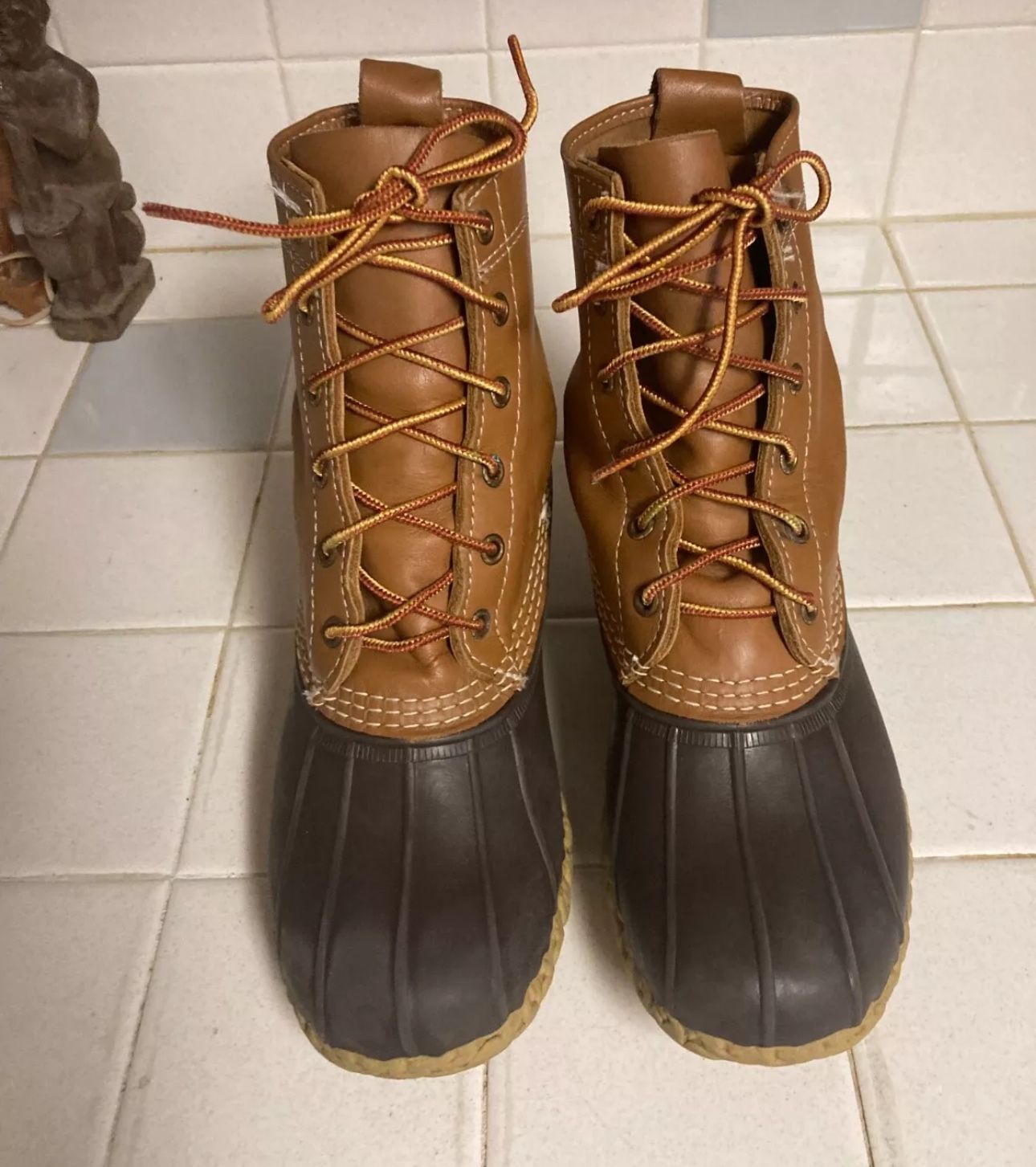 LL Bean Women's Unlined Brown Leather Lace up Waterproof Duck