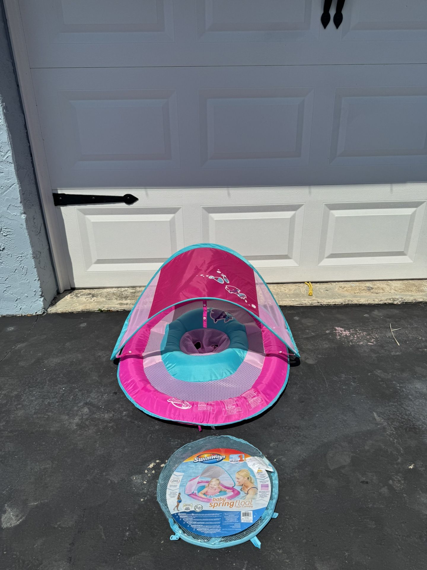 SwimWays Baby Spring Float Sun Canopy (Pink Fish)