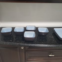 Bowls REMINGTON STYLE BRIWN W/ BLUE INTERIOR 