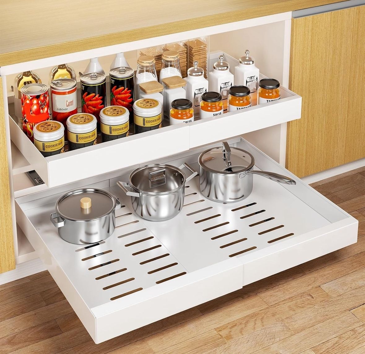 Pull Out Cabinet Organizer, 21" Deep Pull Out Drawers for Cabinets