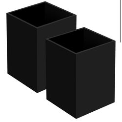 2-Pack Black Acrylic Pen & Makeup Brush Holders – Minimalist Desk Organizer