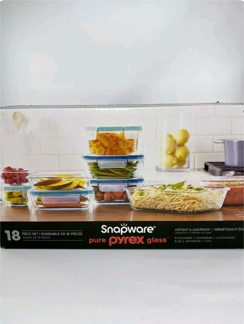 Snapware 18-piece Pyrex Glass Food Storage Set With Plastic Lid 