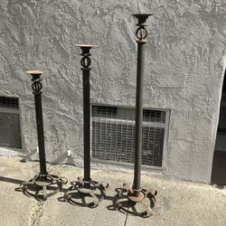 Three Tall Pillar Style Outdoor Candle Holders