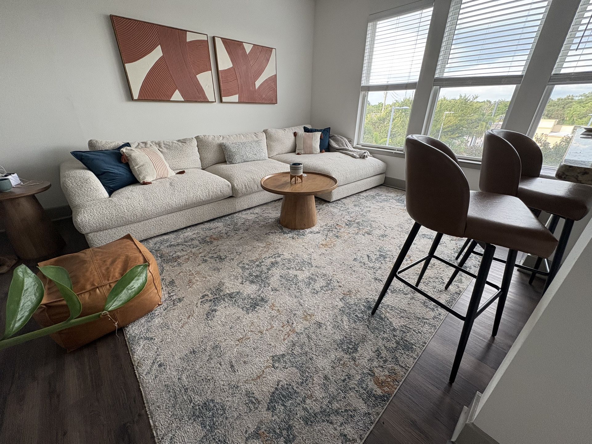 9x12 Area Rug Large Cream/Blue/Rust