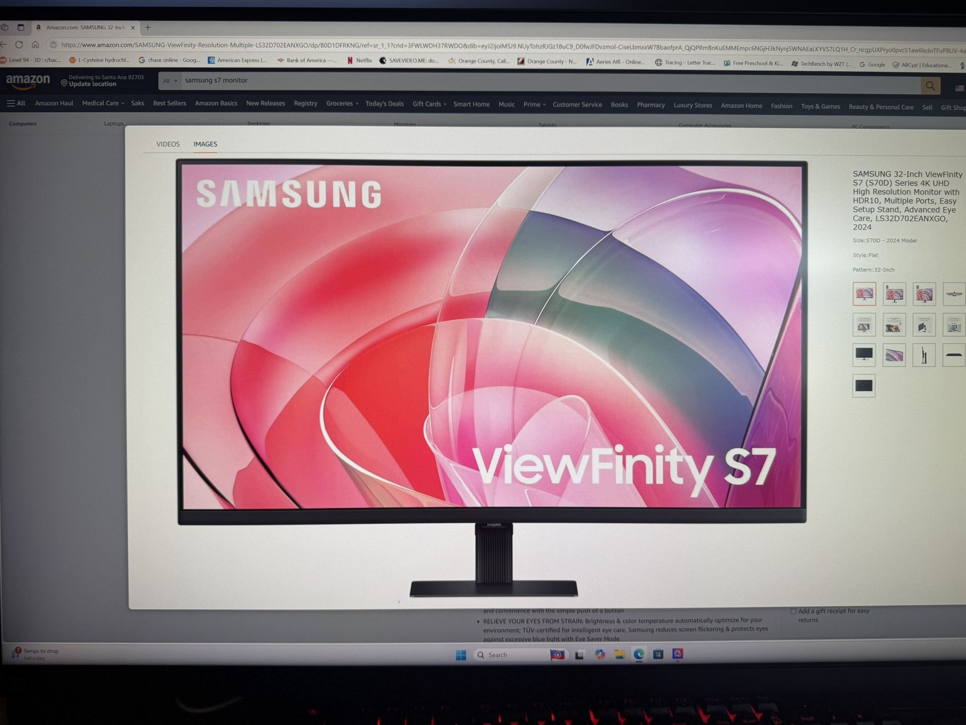 SAMSUNG ViewFinity S7 32-Inch 4K UHD, High Resolution Monitor, Multiple Ports, Advanced Eye Care, Easy Setup Stand, S70D Series, LS32D702EANXGO, HDR10