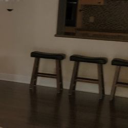 3 Bar Stools,leather Top