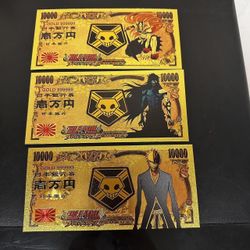 24k Gold Foil Plated Forms of Ichigo Kurosaki Bleach Banknote Set 