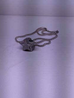 925 silver chain & moissanite ring