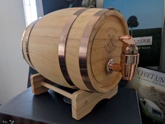 Mini whiskey barrel dispenser, real wood, brand new
