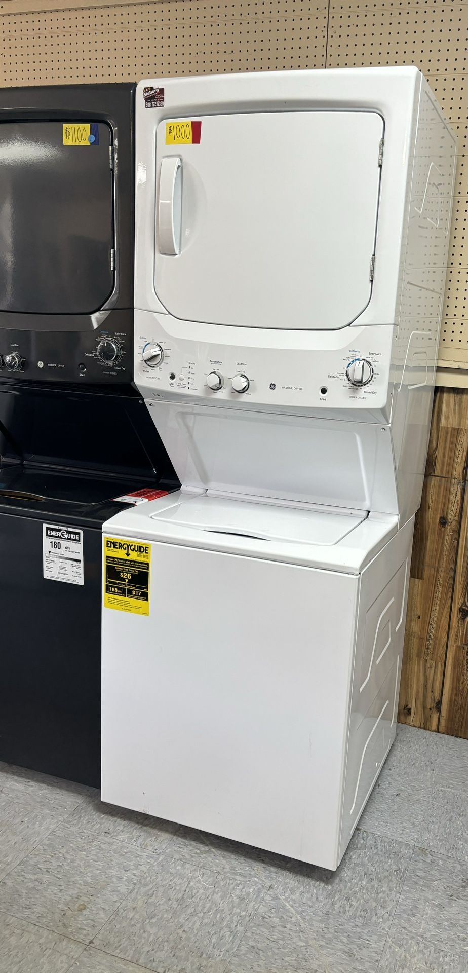 NEW GE 27” Stacked Laundry Center Washer & Electric Dryer