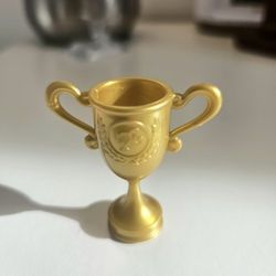 Barbie doll trophy gold tone tall large Soccer LOGO sports accessory diorama new
