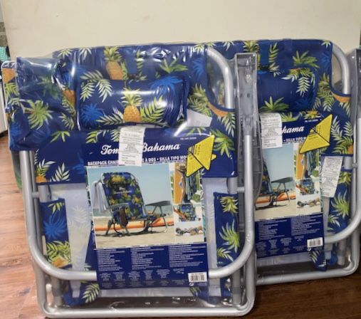 2- pack Tommy Bahama 2020 Backpack Pineapple Cooler Chair with Storage Pouch and Towel Bar