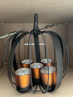 Metal Pumpkin Candle Center Piece