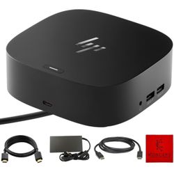  HP USB-C Dock G5 Bundle for Dual Monitor and Charging 120W AC Adapter, HDMI Cable, DisplayPort Cable 