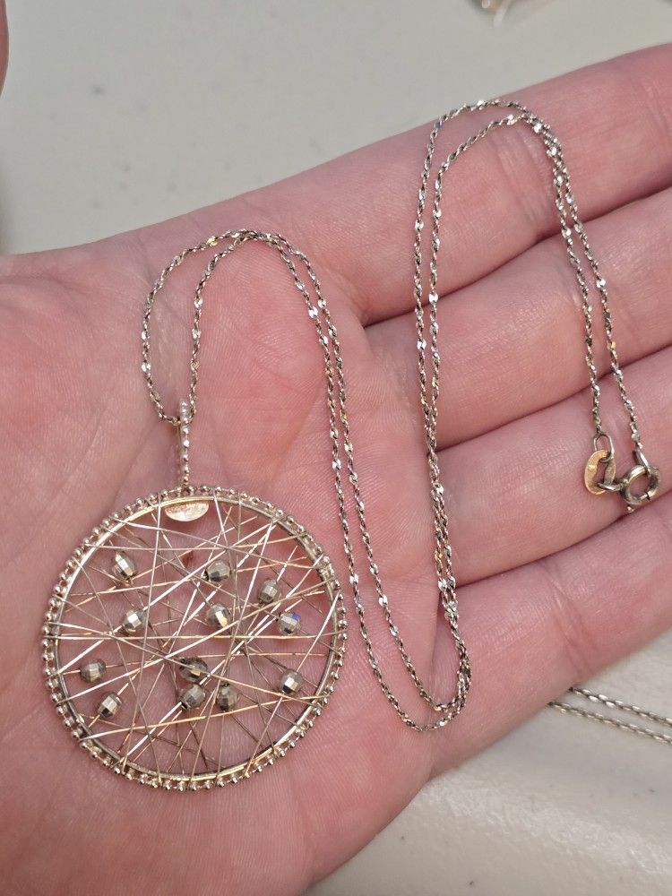 Sterling silver vintage B dream catcher necklace 18"