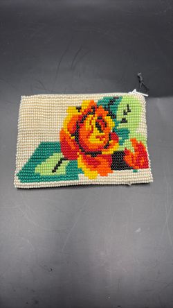 Hand Stone Flower Beaded Native Beads, Coin Pouch