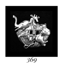 1.5" x 1.3" Solid Sterling Silver Intricate Noah's Ark Brooch, Jezlaine 