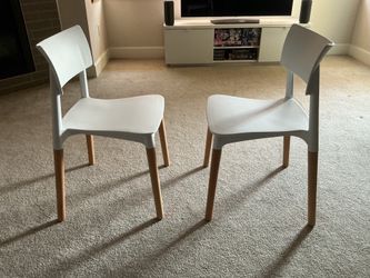 Pair of Christopher Knight Mid-Century Style Stackable Dining  Chairs