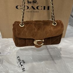 Coach Tabby 20 quilted in suede brown READ DESCRIPTION