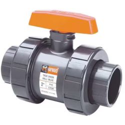 (2 New) Hayward TB1150ST 1-1/2" PVC TB True Union Ball Valve with Socket/Threaded End & FPM Seals (Gray/Orange) 