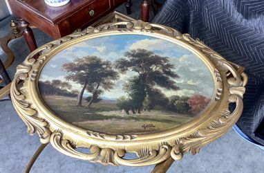Antique oil on board framed landscape