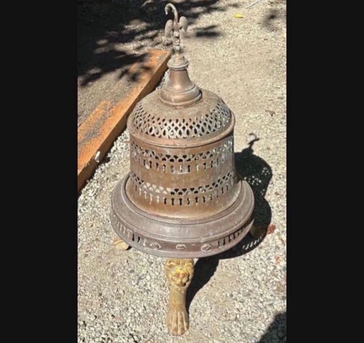 LOW PRICE MOVING- TAPPEI INDIAN ANTIQUE 19c COPPER HAMMERED BRAZIER (incense/wood aromatising burner) 
