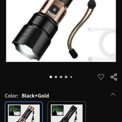 Rechargeable Flashlight High Lumens - 10000LM Powerful Tactical Flashlights with 4 Modes Zoomable LED Flashlight Waterproof Brightest Flash Light for 