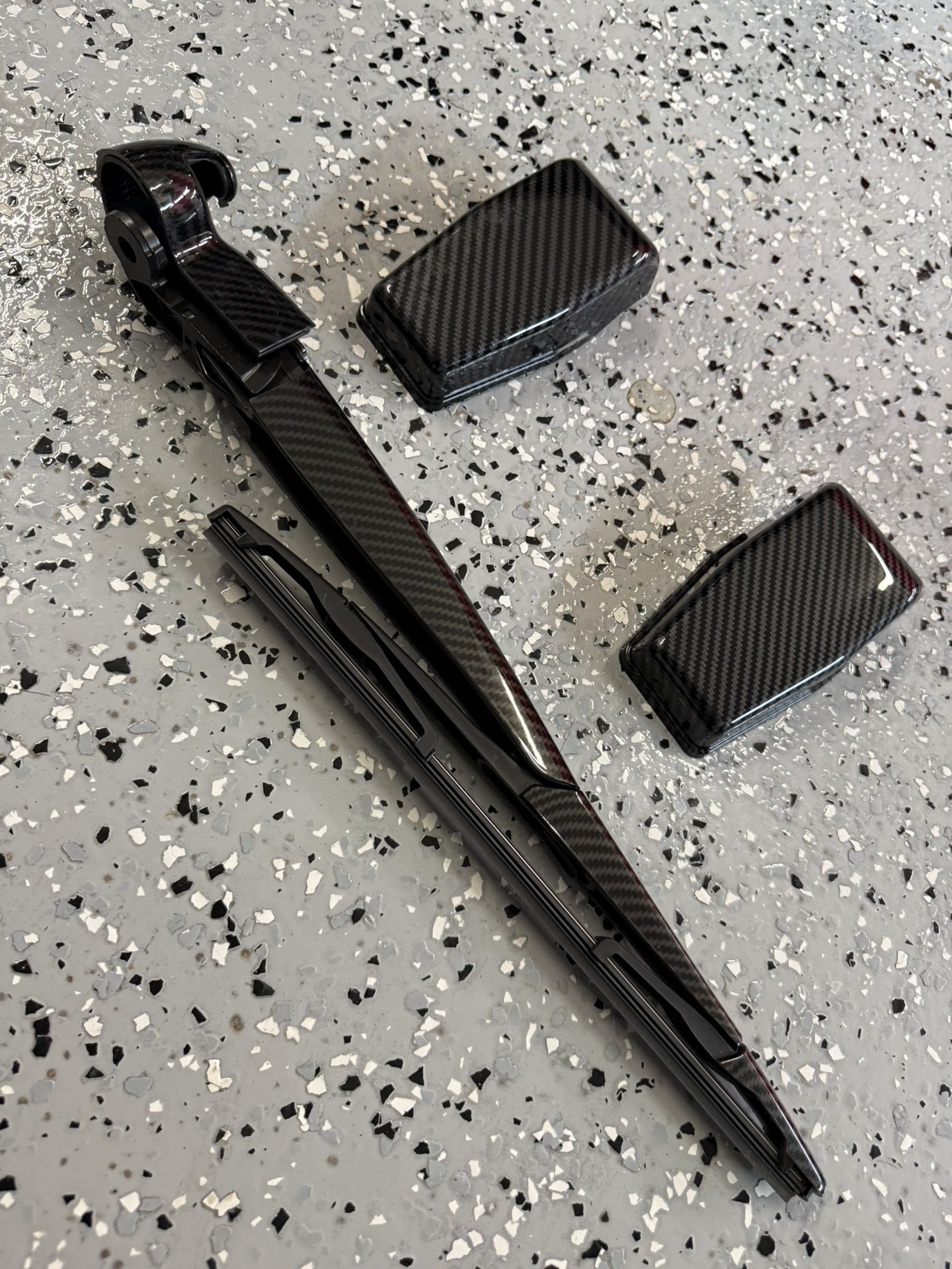 Rear Wiper Arm Blade Set and Lift Gate Glass Hinge Cover Carbon Fiber Unused for Jeep Wrangler JK 2007-2018