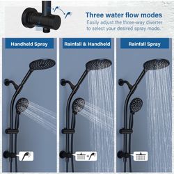 egretshower 7.5" Rotatable Dual Shower Head with Handheld Combo, Kids Friendly Low 3-Way Diverter, Adjustable Slide Bar for Whole Family Use, Enjoy Hi