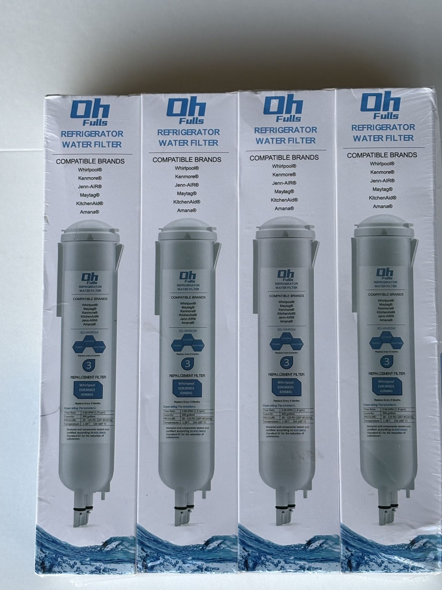 Oh Filters Refrigerator Water Filter 4 Pack, Compatible Brands/EDR3XD1