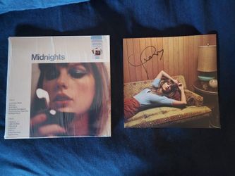 HAND SIGNED Taylor Swift Midnights Moonstone Blue Marbled Vinyl Autograph Insert
