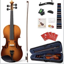 Vangoa Violin 1/4 Size for Beginners Full Set, Spruce Childrens Fiddle Quarter Bundle Outfit Small Acoustic Violins Starter Kit Package w/Side Solidwo
