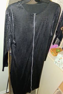 Black Snakeskin Print Zip-Front Dress