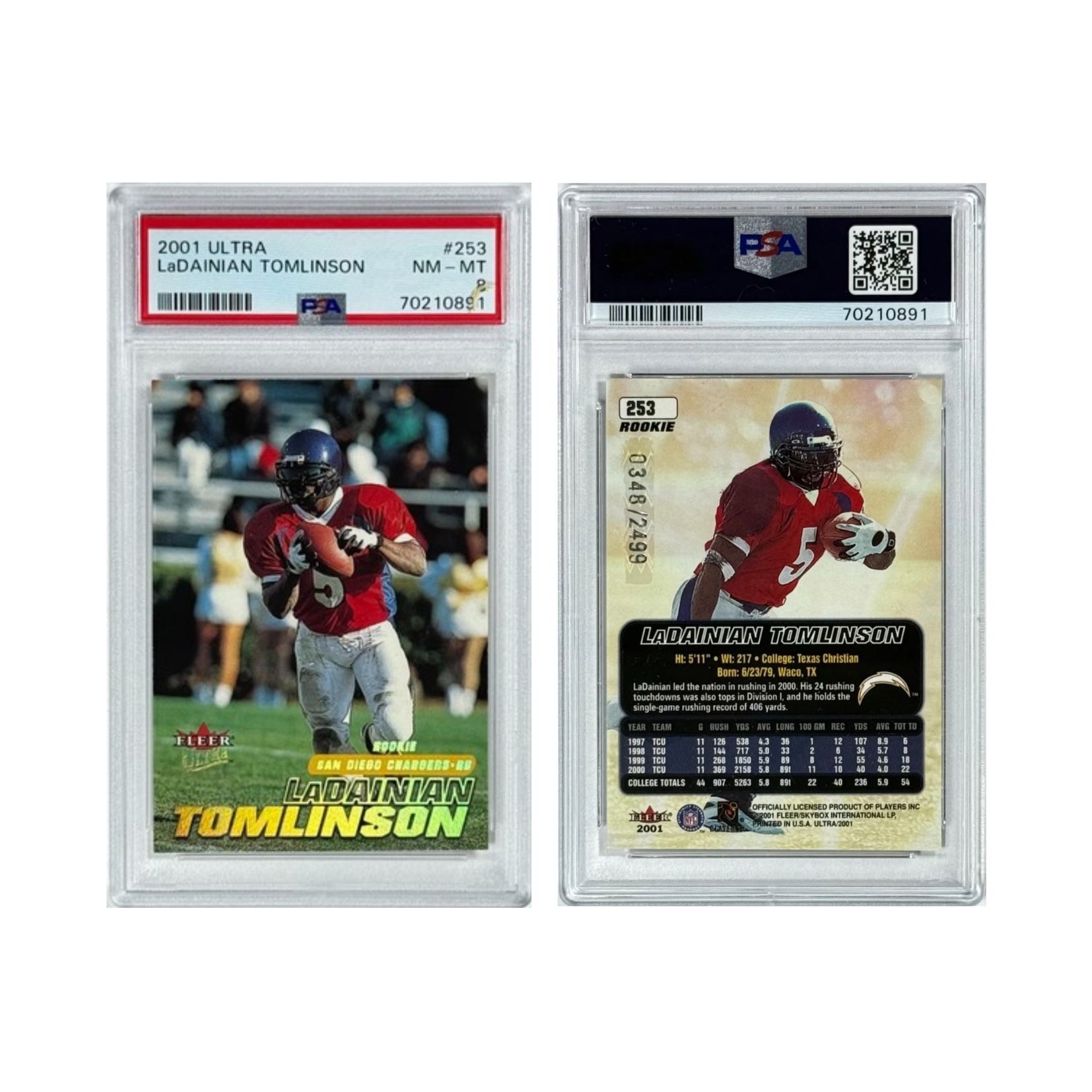 LaDainian Tomlinson 2001 Ultra /2499 #253 PSA 8 (NM-MT) Football Card