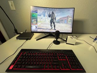 Gaming setup with Lenovo Neo, i5 Processor, RGB accessories and Razer mic
