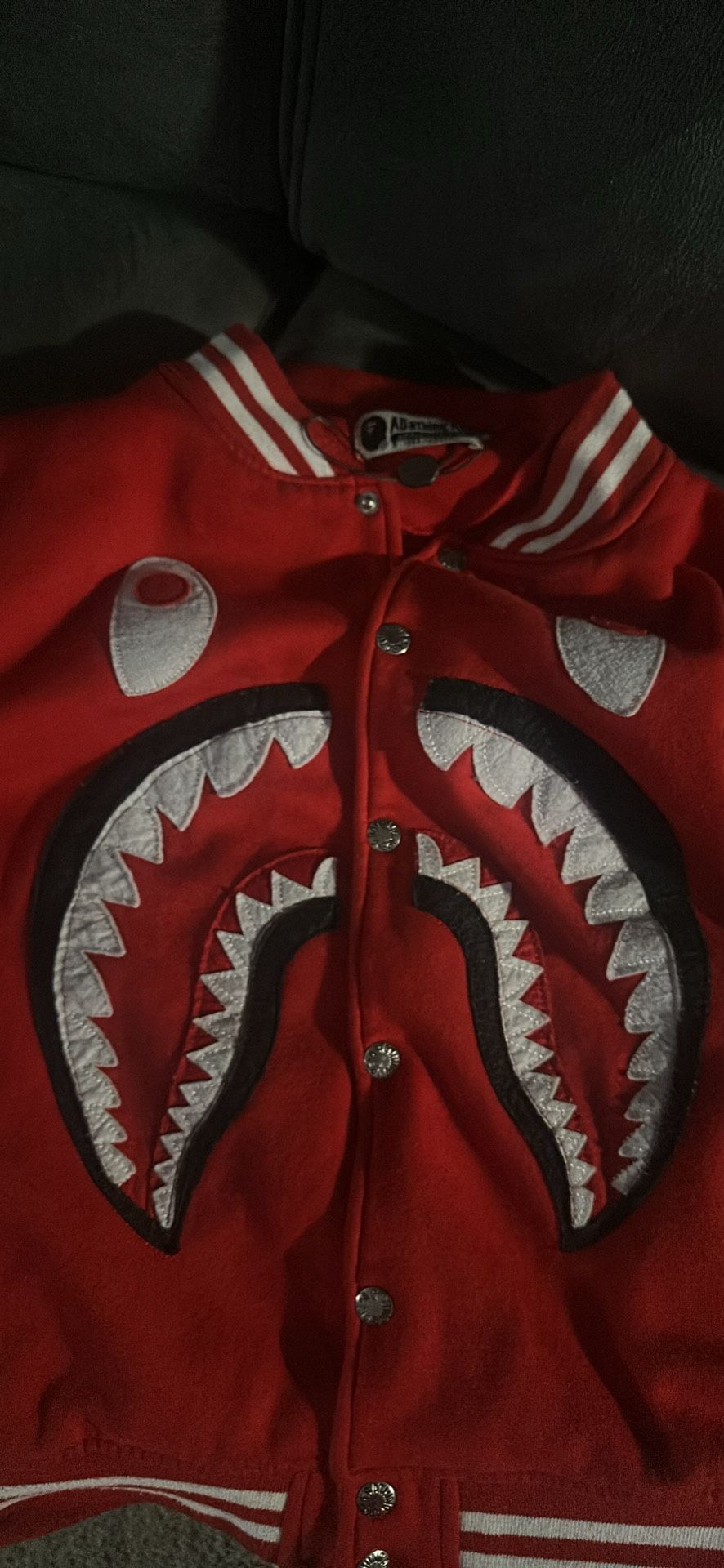 BAPE shark sweat varsity jacket