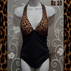 WOMENS LEOPARD PRINT SWIMSUIT SIZE 10 (UNUSED)