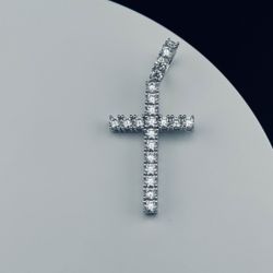 Moissanite Cross Pendant Sterling Silver