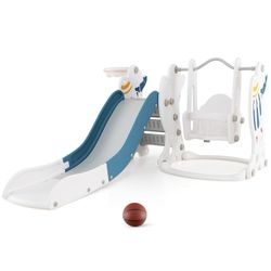 4 in 1 kids slide and swing set with basketball hoop