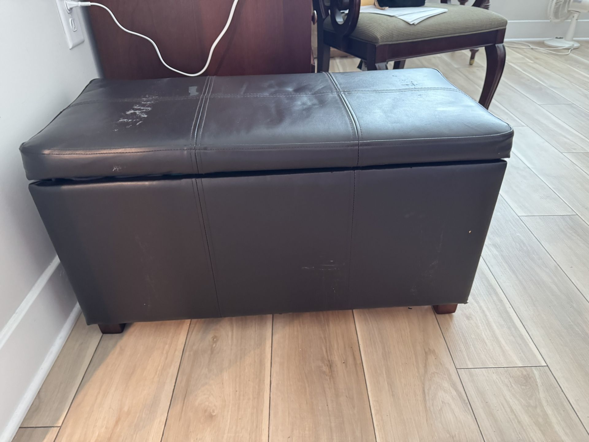 Leather Storage Bin Dark Brown 