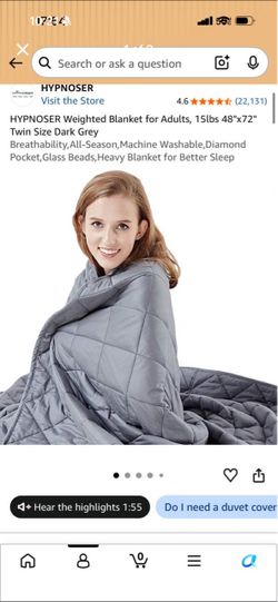 HYPNOSER Weighted Blanket 15lbs Twin Size Dark Grey