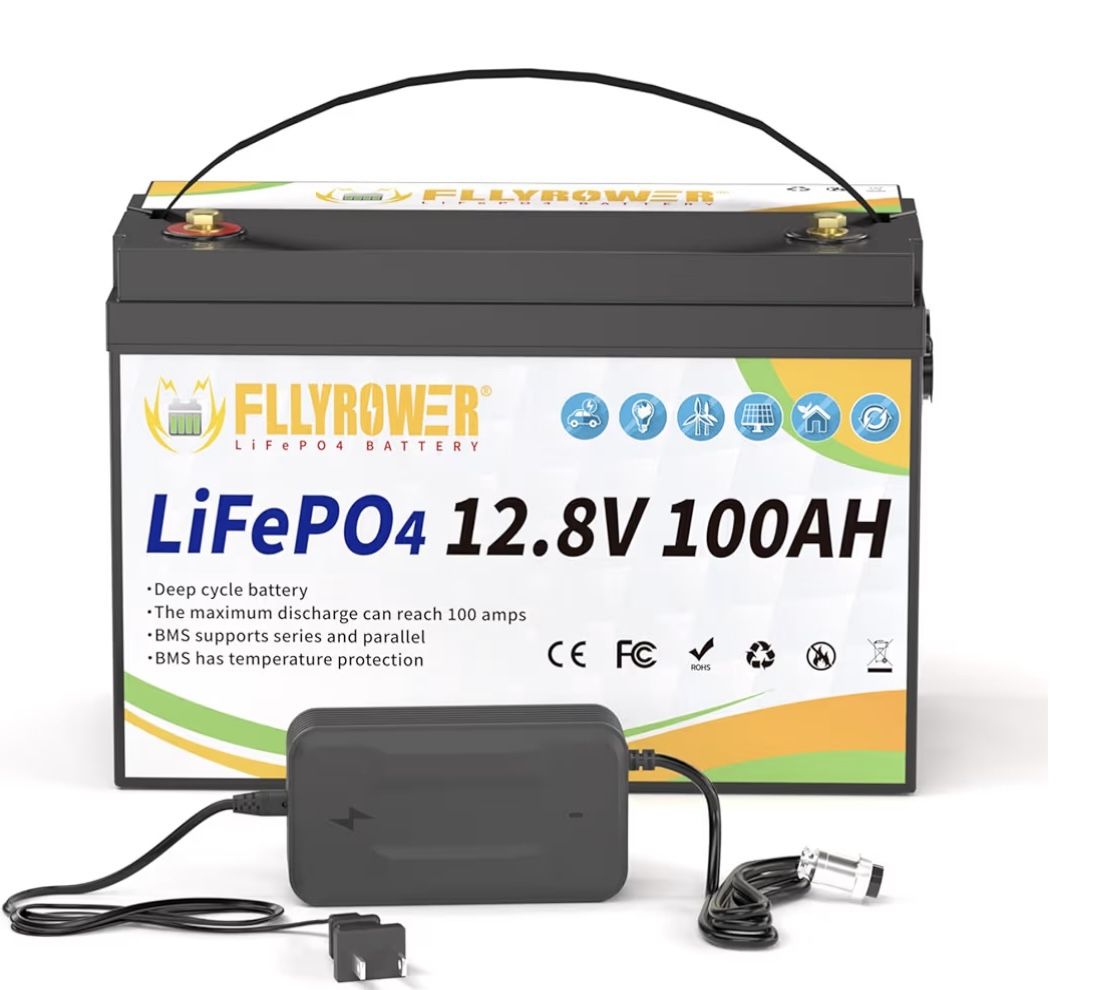 Battery Lithium FLLYROWER 12V 100AH With BMS And 16500 Deep Cycles 12V 100AH Lifepo4