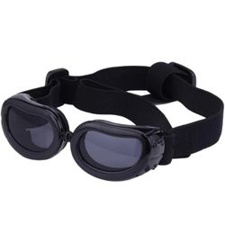 KOOBS Dog Collar Small Dog Sunglasses Uv Protection Goggles with Adjustable Straps Waterproof Pet Sunglasses-Black