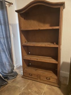 Rustic Solid Wood Bookcase with Drawers – Mexican Hacienda Style