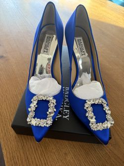 Badgley Mischka Size 8 Cher Pump Blue Satin