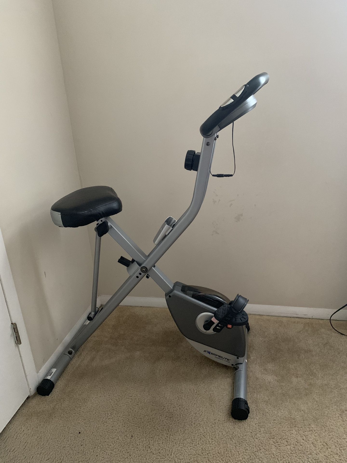 Exerpeutic Folding Magnetic Upright Exercise Bike with Pulse for sale