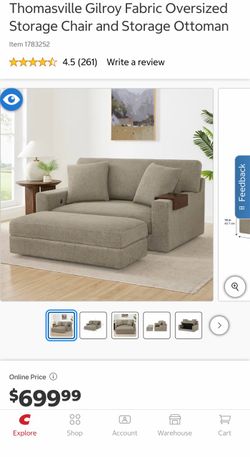 Thomasville Gilroy Oversized Storage Chair and Storage Ottoman - New